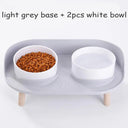 Adjustable Cat Double Bowls Feeder for Healthy Pet Eating  ourlum.com Light Gray-2w  