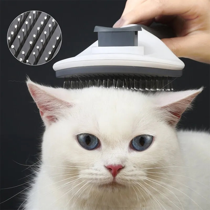 Pet Hair Removal Brush: Stainless Steel Automatic Grooming Comb  ourlum.com   