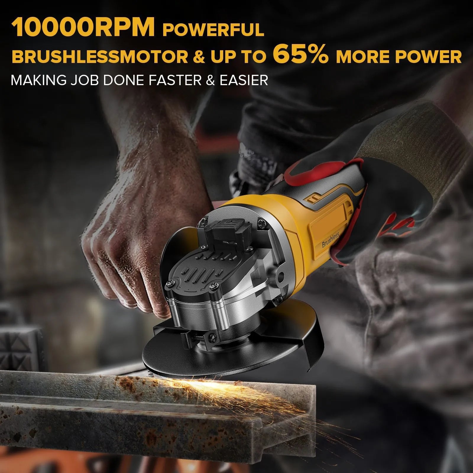 Cordless Brushless Angle Grinder 125mm - 4 Gears for Wood & Metal Cutting