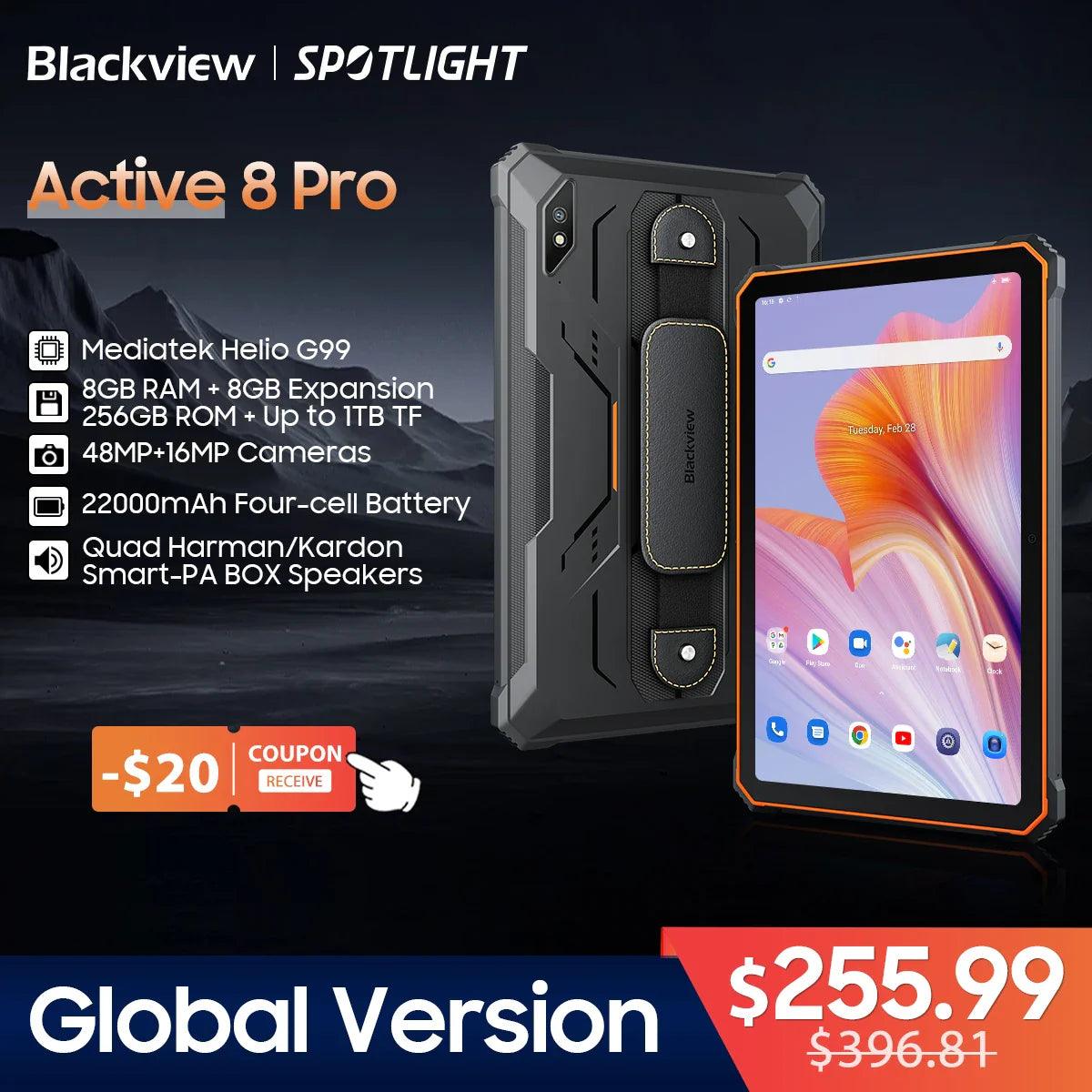 [World Premeire] Blackview Active 8 Pro Rugged Tablets Android 13 10.36" 2.4K Display Helio G99 16GB 256GB Tablet PC 22000mAh  ourlum.com   