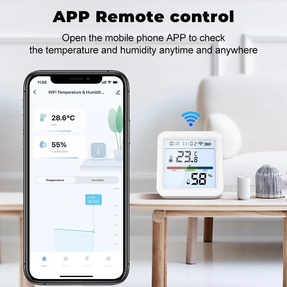 Smart Home Temperature & Humidity Sensor: Control Remotely & Voice-Activated  ourlum.com   