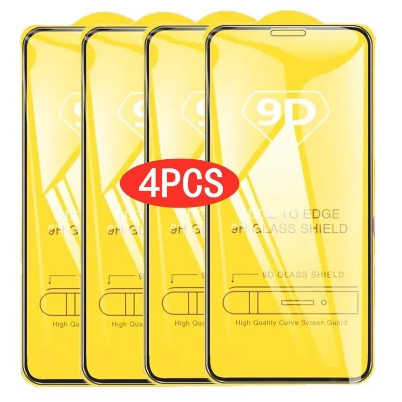 9D Tempered Glass Screen Protector for iPhone 14 13 12 11 X XR XS Max 7 8 6S Plus - 2/4PCS Pack  ourlum.com For iPhone 6 6S 4 PCS 