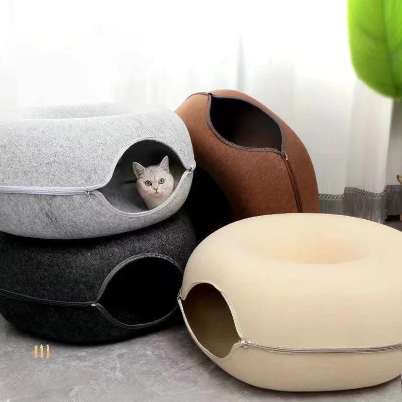 Interactive Donut Cat Bed & Tunnel Combo for Playful Cats  ourlum.com   