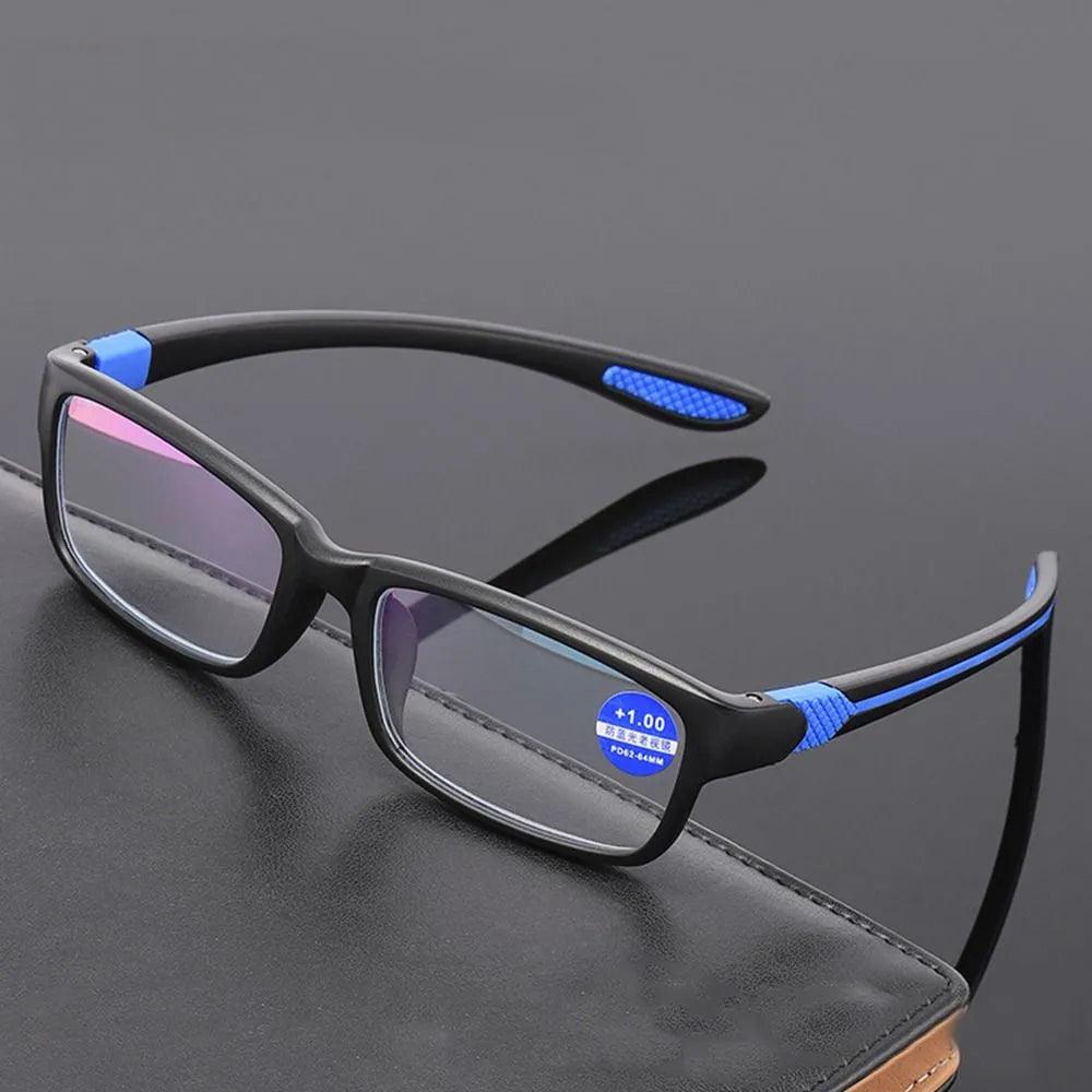 Blue Light Blocker Reading Glasses for Men and Women - TR90 Frame Black Red Presbyopia Eyeglasses +100 to +400 Strengths  ourlum.com   