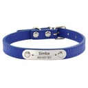 Custom Dog Collar: Engraved ID Anti-lost Leather for Dogs-Cats  ourlum Navy Blue XXS (17-22cm) 