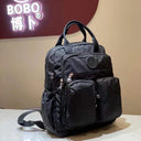 Fashion Woman Backpack Waterproof Nylon Soft Handle Solid Multi-pocket Travel Zipper Feminina School Bags Laptop Backpack  ourlum.com Classic Black  