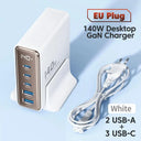 Toocki 140W GaN USB Desktop Charger with LED Display - Fast Charging Hub for iPhone  Smartphone Laptop  ourlum.com EU White  