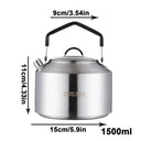 Outdoor Stainless Steel Camping Kettle 1L 1.5L Portable Tea Pot