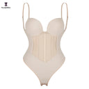 Plus Size Strap Bodysuit Corset - Seamless Shapewear with 5 Plastic Bones