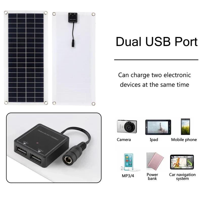 150W/300W Solar Panel Charging Kit with Dual USB Ports and 30A/60A Controller for RVs, Cars, and Mobile Devices