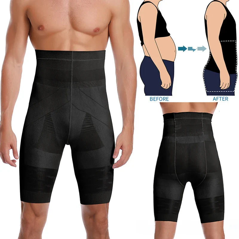 Men's High Waist Tummy Control Shapewear Shorts for Slimming and Comfort