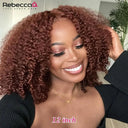 Vibrant Mahogany Red Brown Kinky Curly Bob Wig Human Hair