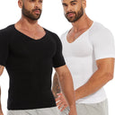 Slimming V Neck T-Shirt for Men Tummy Control Fitness Tee