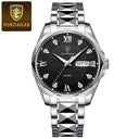 POEDAGAR Men's Quartz Watch Stylish Stainless Steel Timepiece