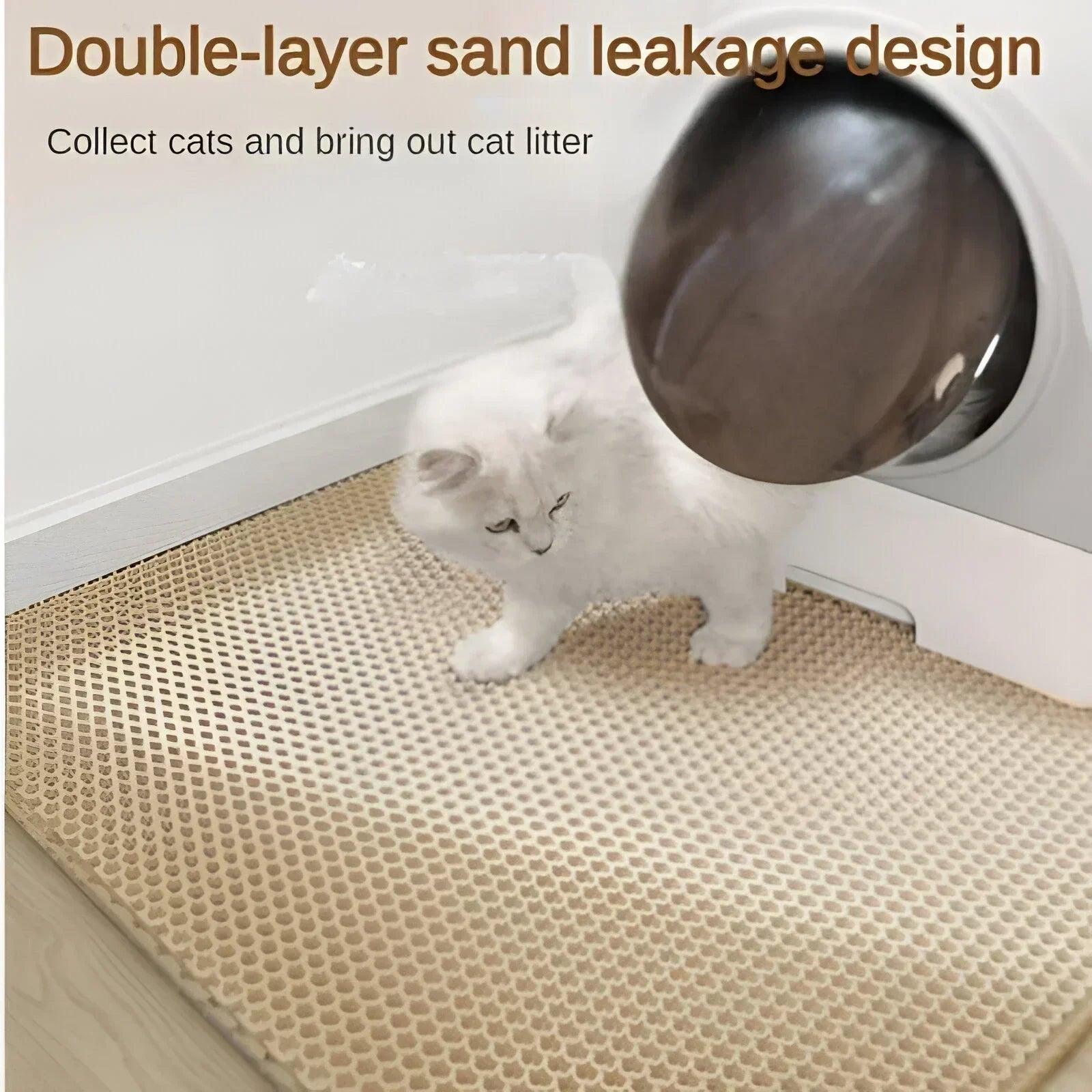 Double-layer Non-slip Cat Litter Mat with Filter - Wear Resistant  ourlum.com   