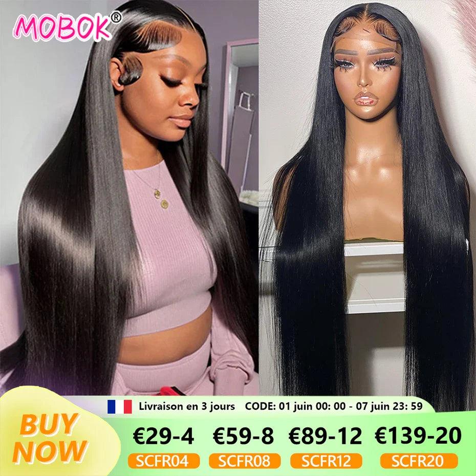 13x4 Transparent Lace Front Human Hair Wigs Straight 13x6 Lace Frontal Glueless Wig Pre Cut Easy to Wear 5x5 Pre Plucked MOBOK  ourlum.com   