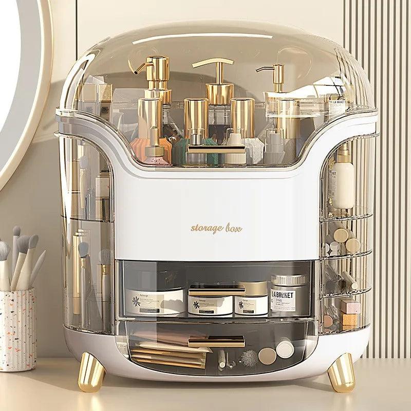Clear Vanity Storage Organizer Box with Spacious Drawer - Stylish Makeup and Jewelry Holder for Bathroom or Dressing Table  ourlum.com   
