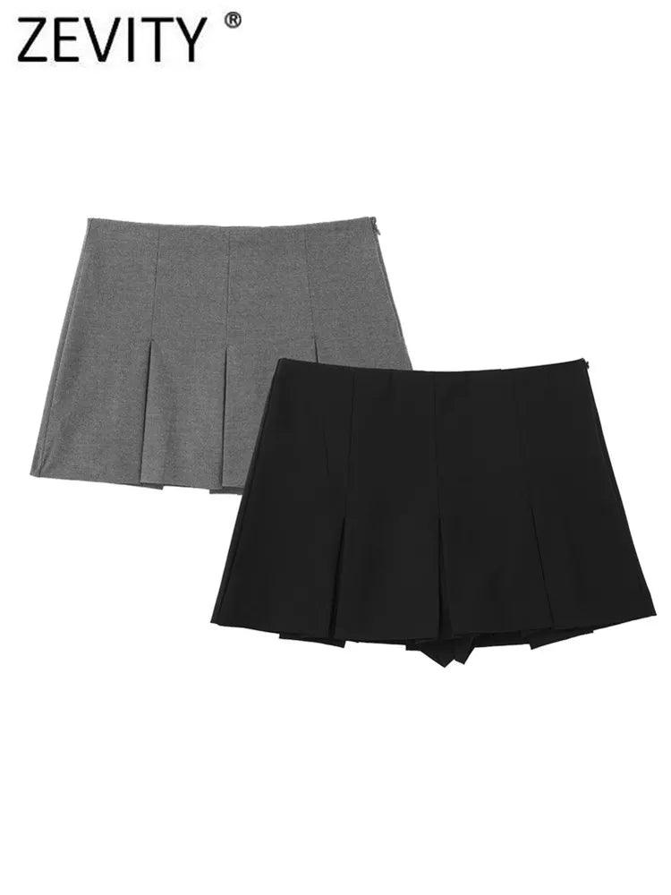 ZEVITY Women's Elegant High Waist Pleated Culottes Shorts  ourlum.com   
