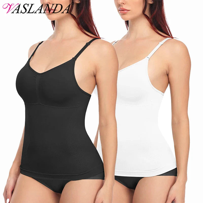 Tummy Control Shapewear Camisole with Adjustable Straps & Built-In Bra for Women