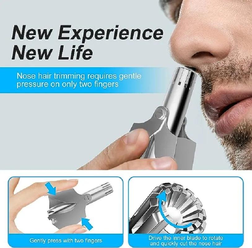 Silent Nose Hair Trimmer for Effortless Grooming - Stainless Steel Manual Nasal Hair Clipper  ourlum.com   