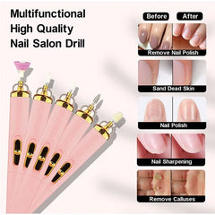 5 in 1 Electric Nail Polish Drill Machine With Light Portable Mini Electric Manicure Art Pen Tools For Gel Remover