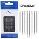 Side Hole Blind Sewing Needles Set - Stainless Steel Needles for Elderly Stitching - DIY Hand Sewing Pins with Self Threading  ourlum.com B 12PCS(Silver)  