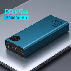 Baseus 65W Power Bank 20000mAh Portable Charging Powerbank Mobile Phone External Battery PD QC 3.0 Charger 22.5W Poverbank 20000