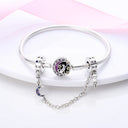 New Silver Plated Safety Chain Pink Cat Moon Star Charm