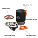 Compact Outdoor Camping Cooking Set with Gas Stove Kit