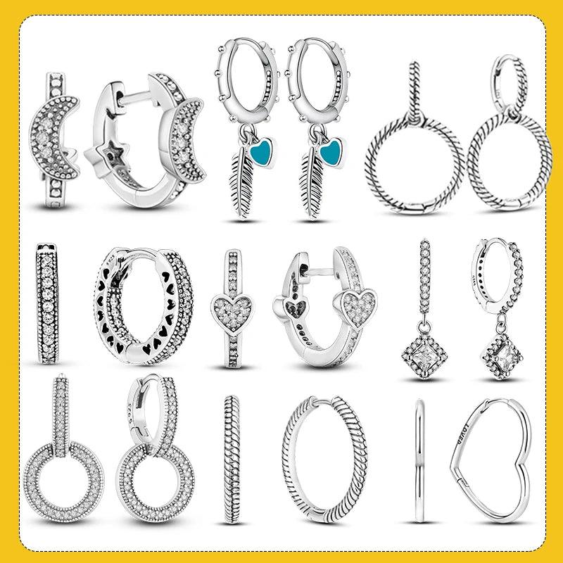 925 Sterling Silver Heart Earrings with Zircon Stones - Elegant Women's Jewelry  ourlum.com   