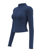 High Quality Waist Slimming Training Tops Women's  Tight Stand Collar Full Zipper long Sleeves Fitness Running Yoga shirts