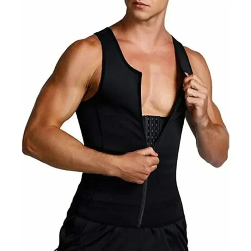 Men's Sauna Vest Shapewear with Adjustable Clip for Slimming Waist & Sports Performance