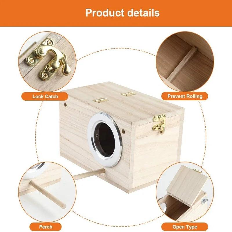 Wood Bird House Parrot Breeding Box: Natural Wood Resting Spot for Birds  ourlum.com   