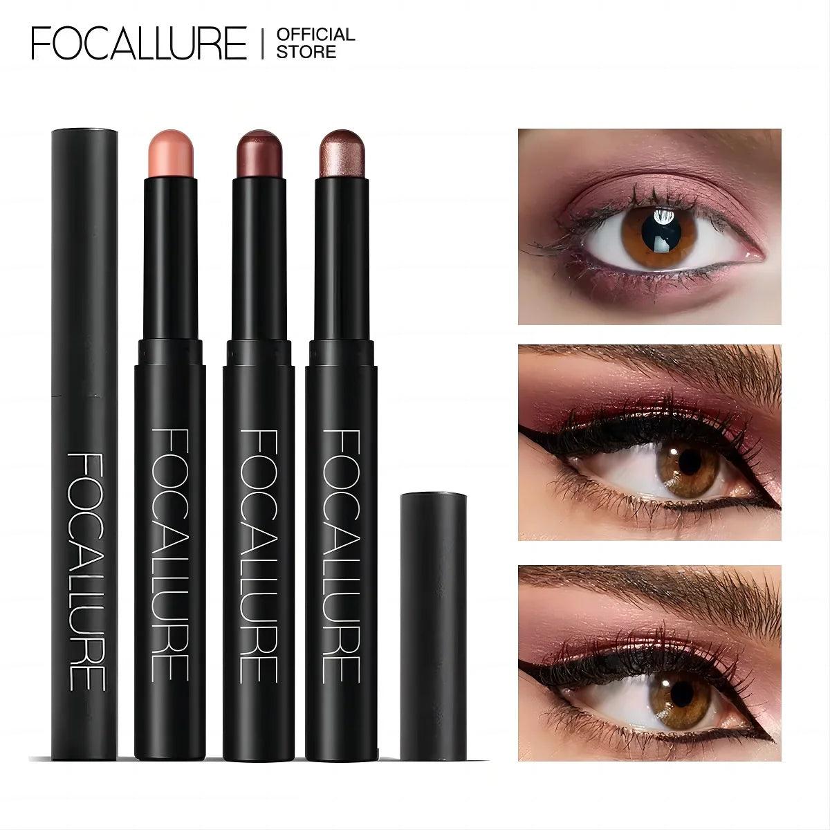 FOCALLURE 24 Colors Pearlescent Eyeshadow Pencil Waterproof Glitter Shimmer Pigment Eye Shadow Liner Stick Eyeliner Makeup Tools  ourlum.com   