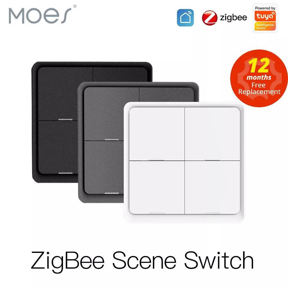 Smart ZigBee 4 Gang Scene Switch with Tap Control and Smart Linkage  ourlum.com   