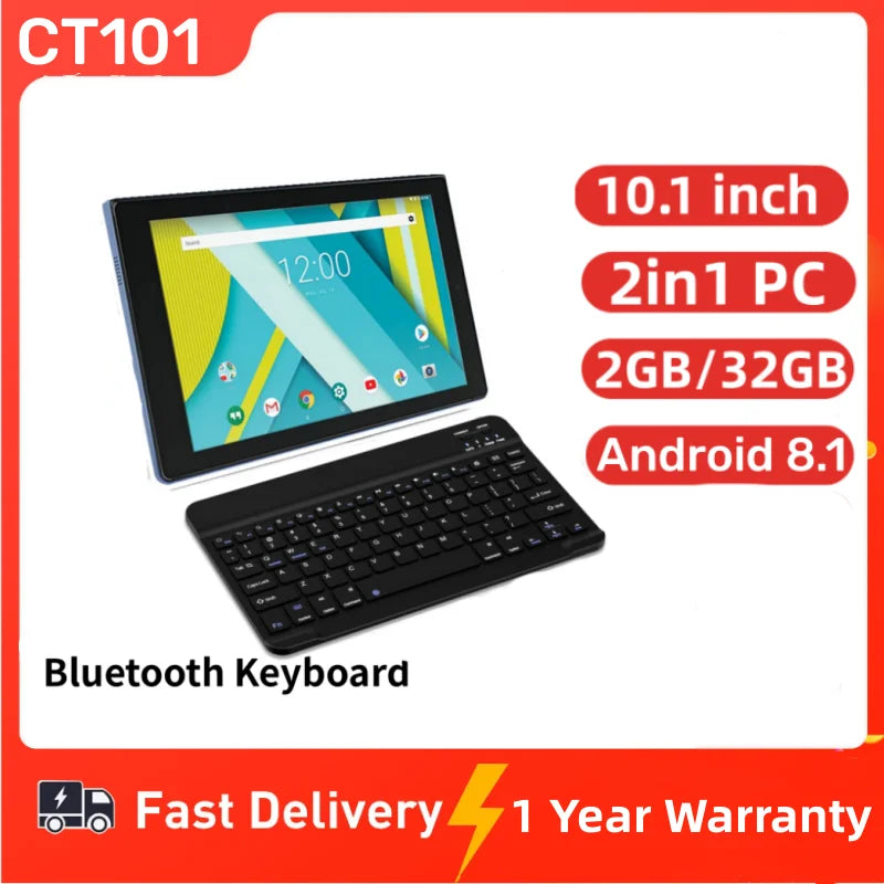 2024 Big Sale 10.1 Inch CT101 Android 8.1 Tablet  2GB RAM 32GB ROM MT8163 Quad Core Dual Camera Battery 5000mAh