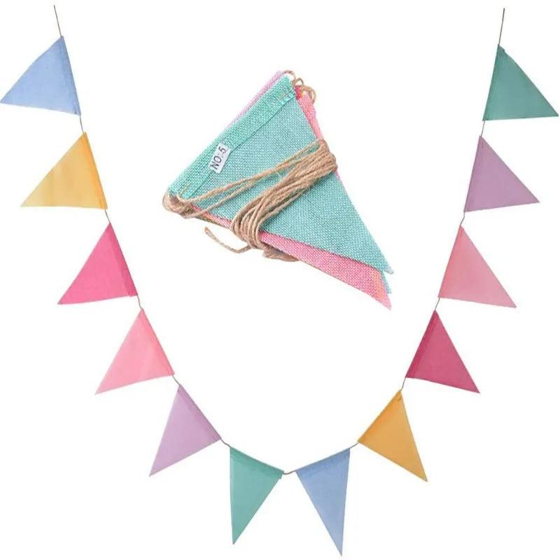 Colorful Jute Linen Pennant Flags Party Decor Bunting Banner  ourlum.com   