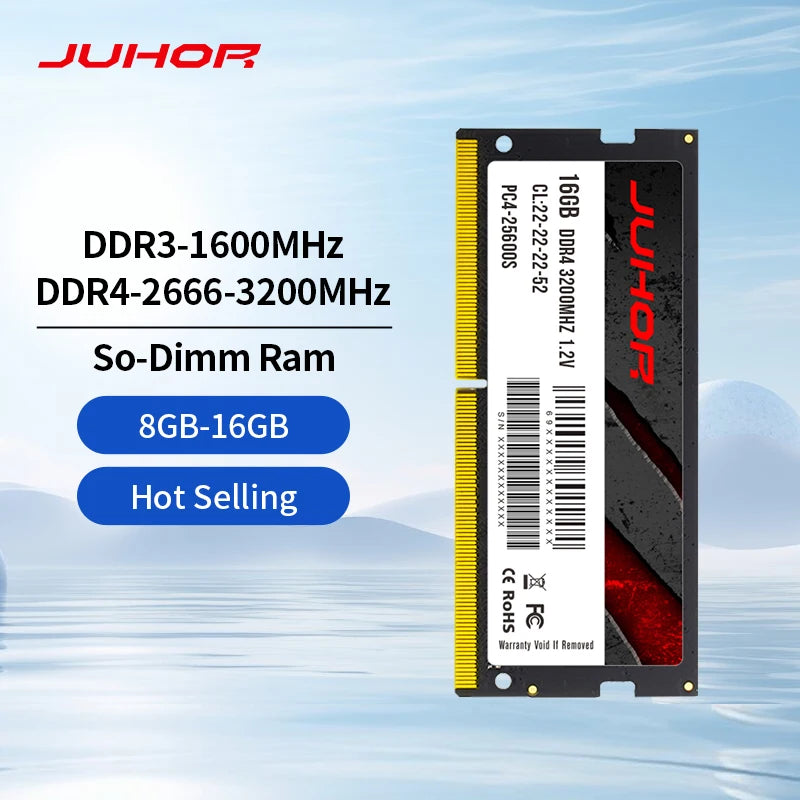 JUHOR Memoria Ram DDR4 8GB 16GB 2666mhz 3200mhz DDR3 8GB 1600mhz Sodimm Notebook High Performance Laptop Memory