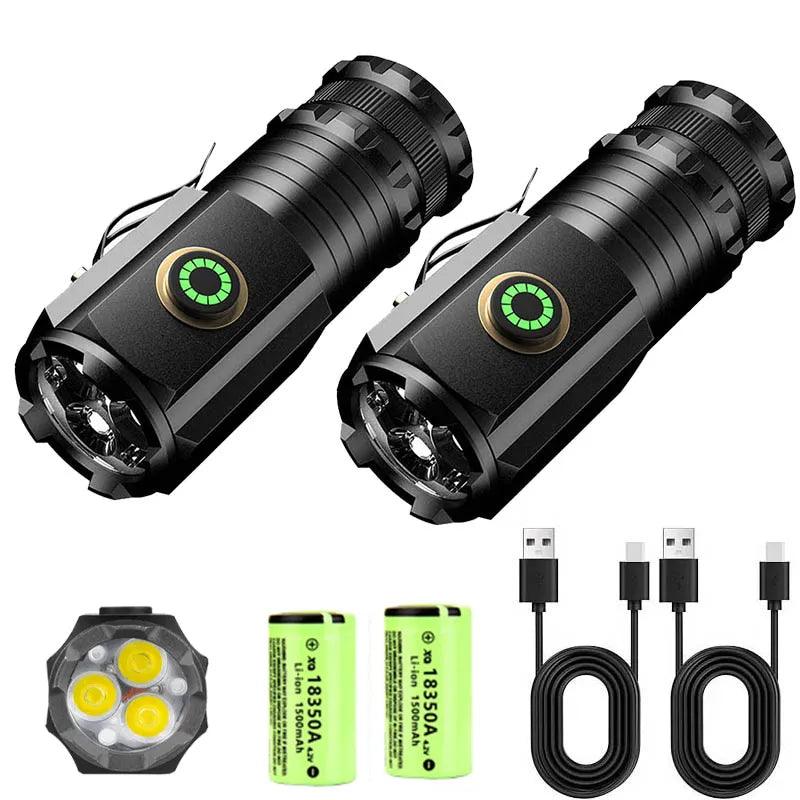 F350 LED Mini Flashlight: Tactical Torch for Hiking & Emergencies  ourlum.com black 2PCS  