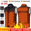 New 9 Places Heated Vest Men Women Usb Heated Jacket Black