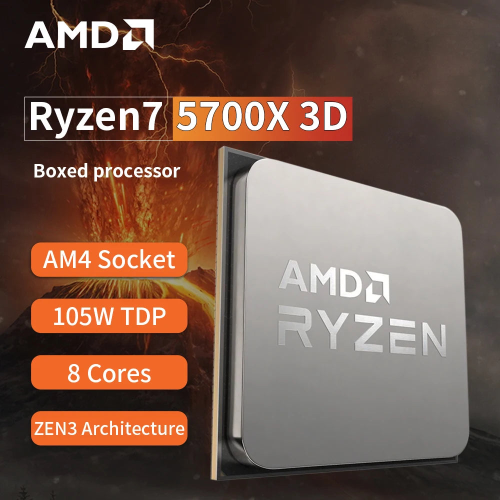 New AMD Ryzen 7 5700X3D - R7 5700X3D 5000 Series 8-Core 4.1 GHz Socket AM4 Thread CPU Processor New but without fan Game Cache