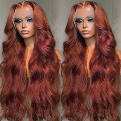 Reddish Brown Body Wave Human Hair Wig: Effortless Style with HD Transparent Lace