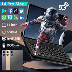 2024 14 PRO Max 5G Android Tablet with 16GB RAM, 512GB Storage, Dual SIM, 10000mAh Battery, GPS & Bluetooth - Ultimate Productivity & Entertainment Device