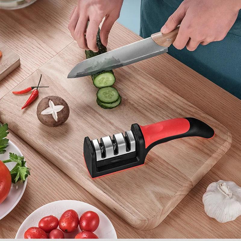 Ultimate Kitchen Knife Sharpener - Black Stone, 3 Segments, Home Kitchen Essentials  ourlum.com   