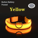 LED Dog Collar: Safety Night Light Flashing Necklace for Pet Visibility  ourlum Yellow Battery XS NECK 28-38 CM 