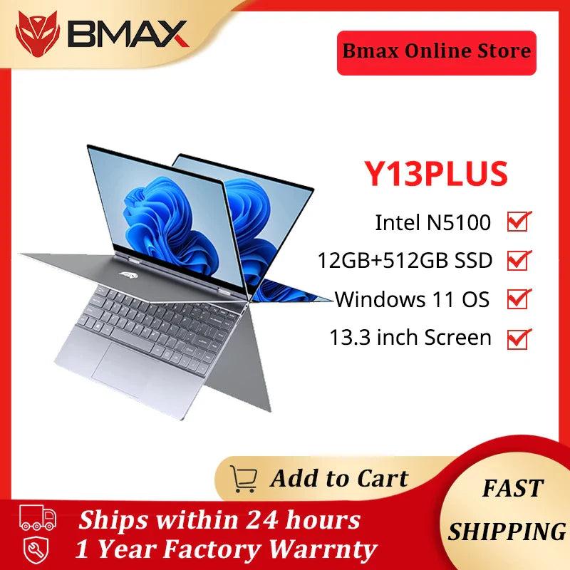 BMAX Y13PLUS 360° Laptop: Ultimate Windows Notebook with Superior Performance  ourlum.com   