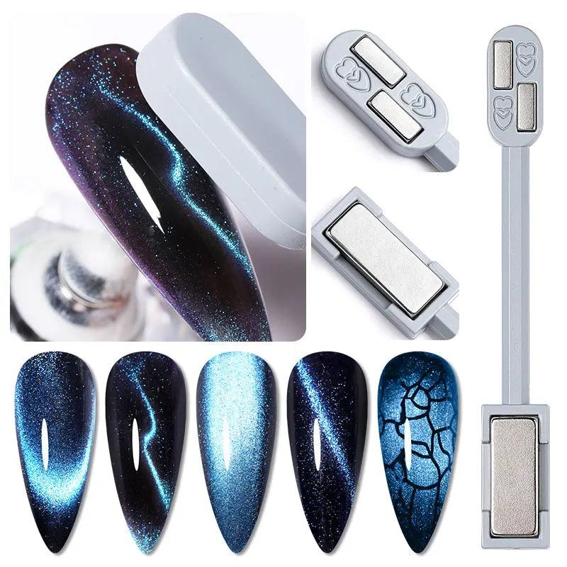 2 in 1 Double Headed Nail Art Magnet Stick 9D Cat Magnetic Gel for Nail Gel Polish Line Strip Effect Strong Magnetic Pen Tools  ourlum.com   