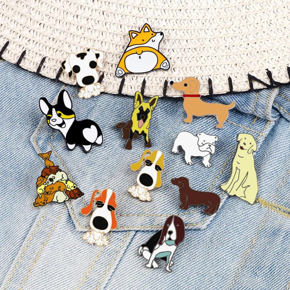 Cartoon Dogs Enamel Brooch: Cute Animals Badge Jewelry Gift  ourlum.com   