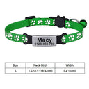 Adjustable Personalized Nylon Cat Collar with Bell and Safety Tag  ourlum.com green S 19-32cm 