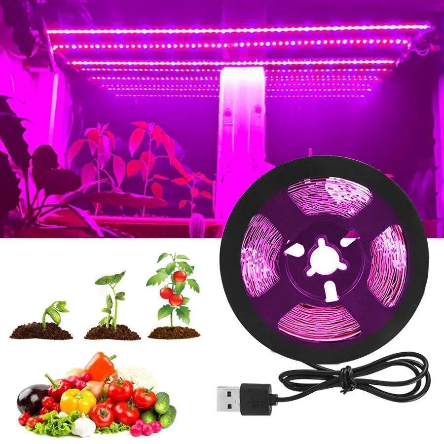 GrowPro LED Plant Light Strip - Full Spectrum 5V USB Powered 1-5m Waterproof Chip for Greenhouse Flower Seedling Tent Growth Hydroponics  ourlum.com 1.5M  